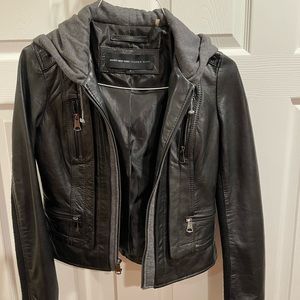Boys Marc New York Leather Jacket w/hood. Size Small